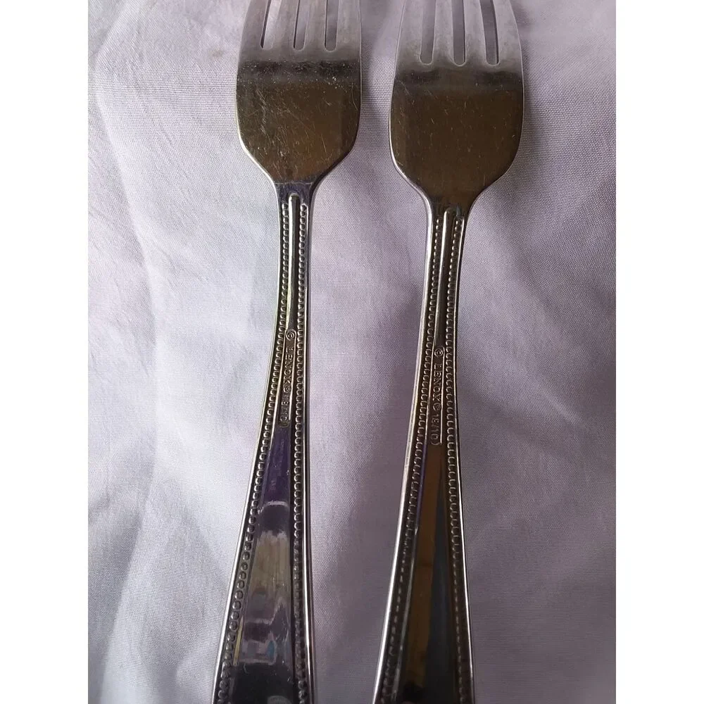 Set of 2 Dinner Forks Lenox Bead 18/10